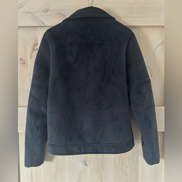 ASOS Men's Black Faux Suede Moto Dark Indie Rocker BikerJacket, Medium. EUC. - Picture 2 of 4
